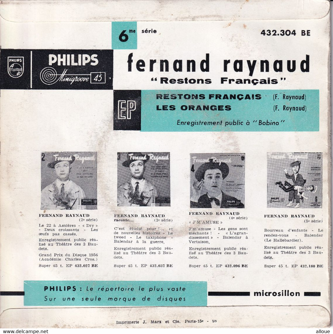 FERNAND RAYNAUD - FR EP - RESTONS FRANCAIS + 1 - Cómica