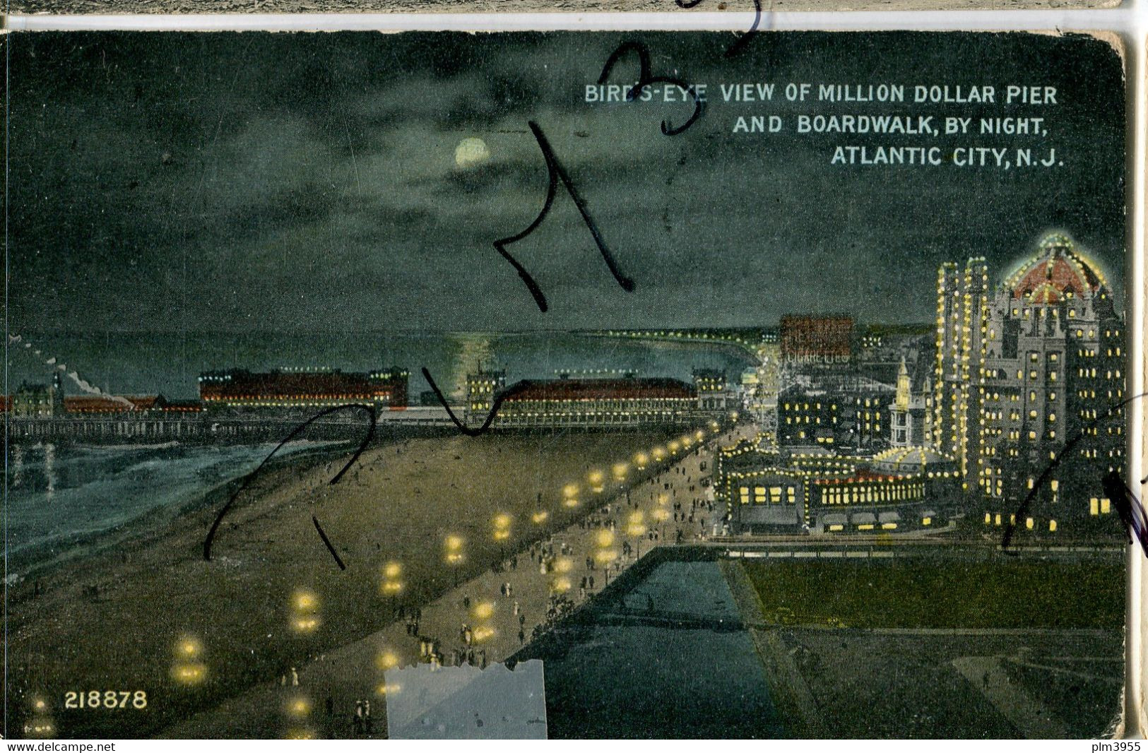 AL   ETATS-UNIS  NEW JERSEY  2 CARTES ATLANTIC CITY  YOUNG'S NEW DOLLAR PIER, ATLANTIC CITY  BOARWALK BY NIGHT - Atlantic City