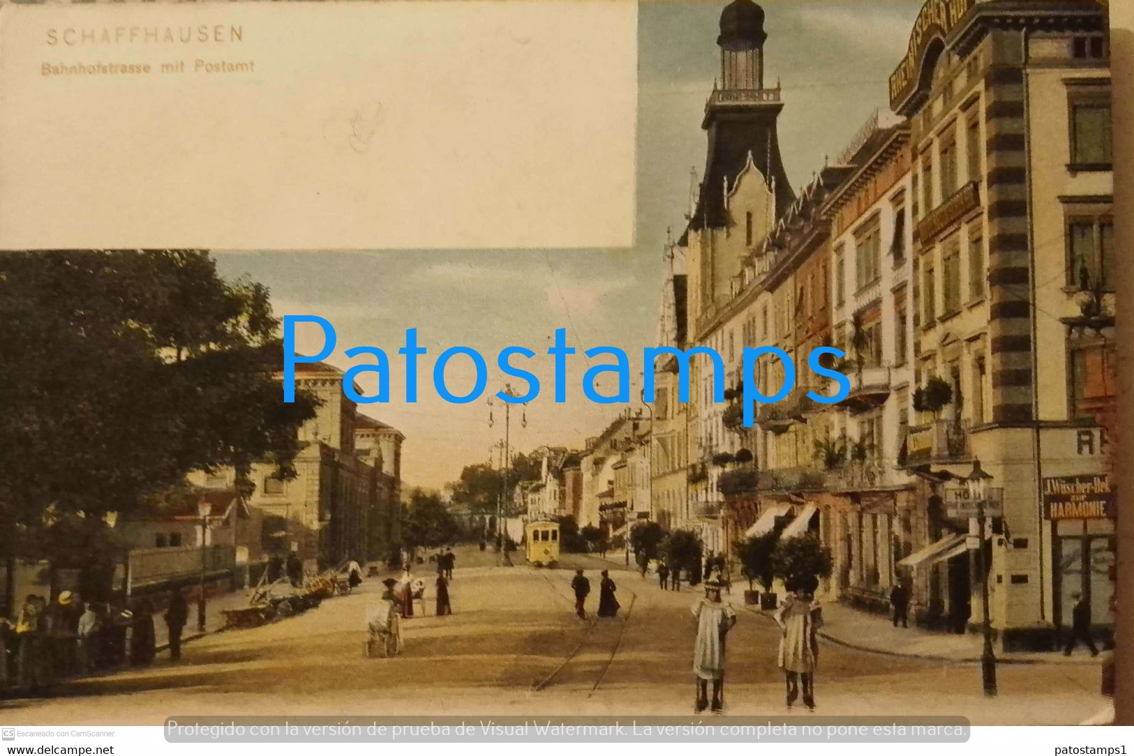 200957 SWITZERLAND SCHAFFHAUSEN STATION TRAIN STREET & POST OFFICE TRAMWAY POSTAL POSTCARD - Hausen Am Albis 