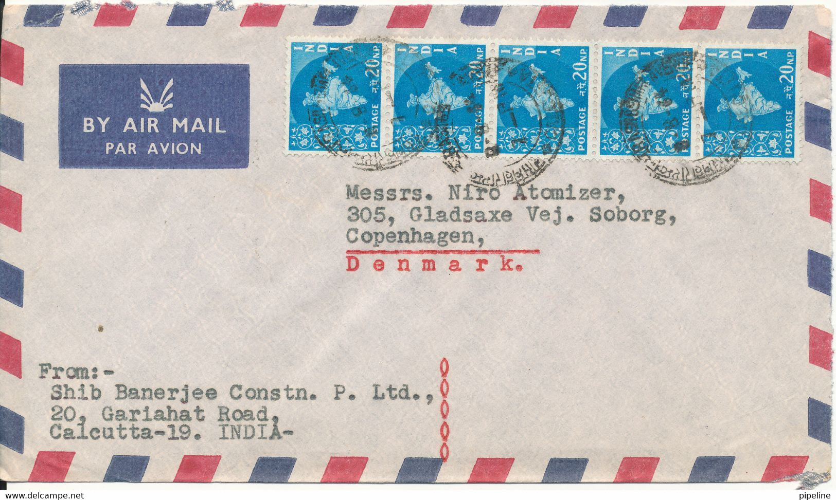 India Air Mail Cover Sent To Denmark 8-8-1964 - Luftpost