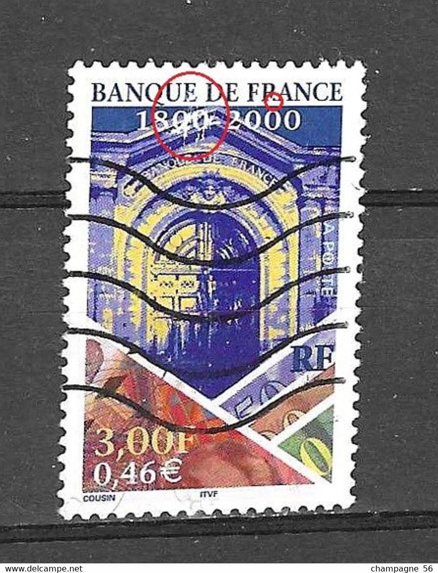 VARIETES FRANCE 2000 N° 3299 OBLITERE  LAMPE U.V / NUANCE COULEUR / BLANC  / SCANNE 3 PAS A VENDRE - Used Stamps