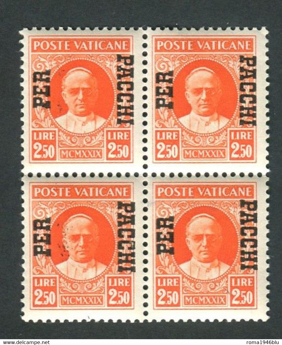 VATICANO 1931 PACCHI POSTALI 2,50 LIRE QUARTINA ** MNH - Paquetes Postales