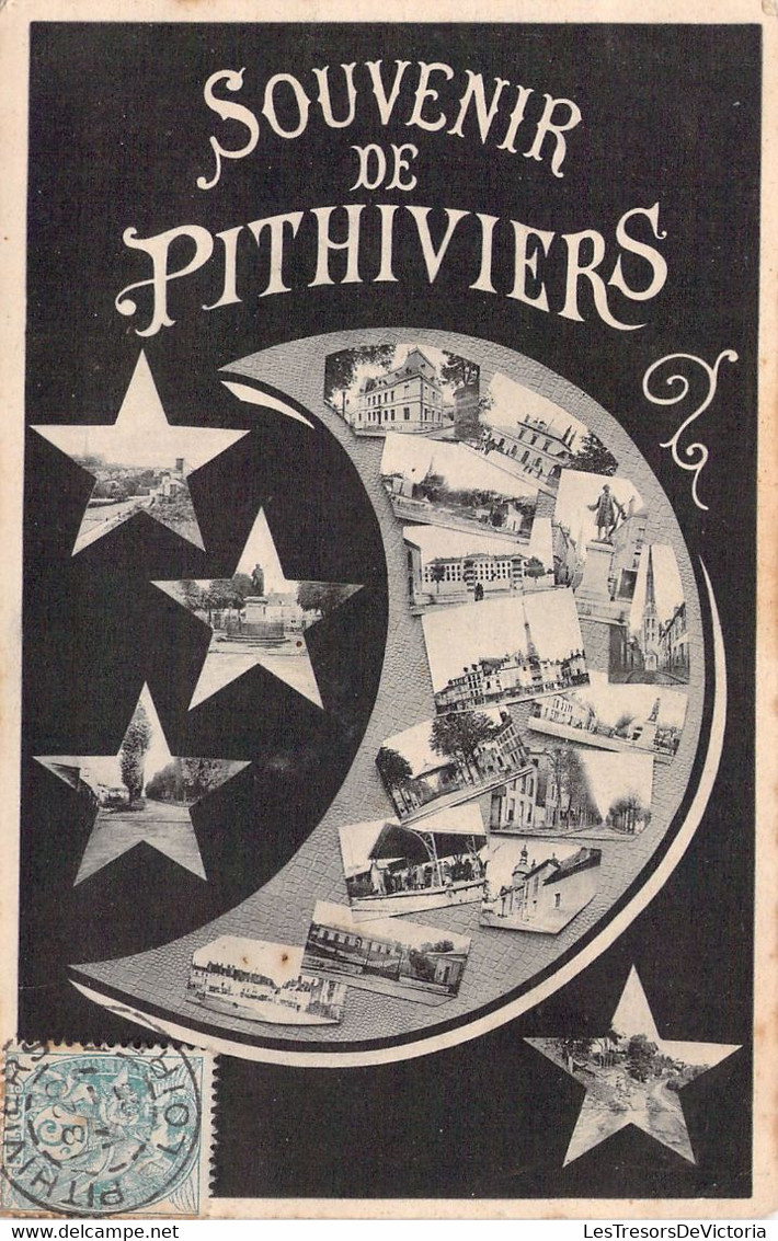 SOUVENIR De PITHIVIERS - Multivues - Lune - Carte Postale Ancienne - Gruss Aus.../ Gruesse Aus...