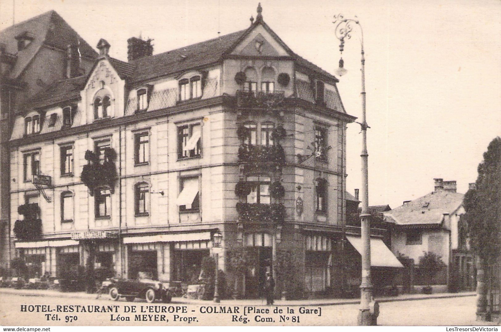 HOTEL ET RESTAURANT DE L'EUROPE - COLMAR - Voiture - Carte Postale Ancienne - Hotels & Restaurants