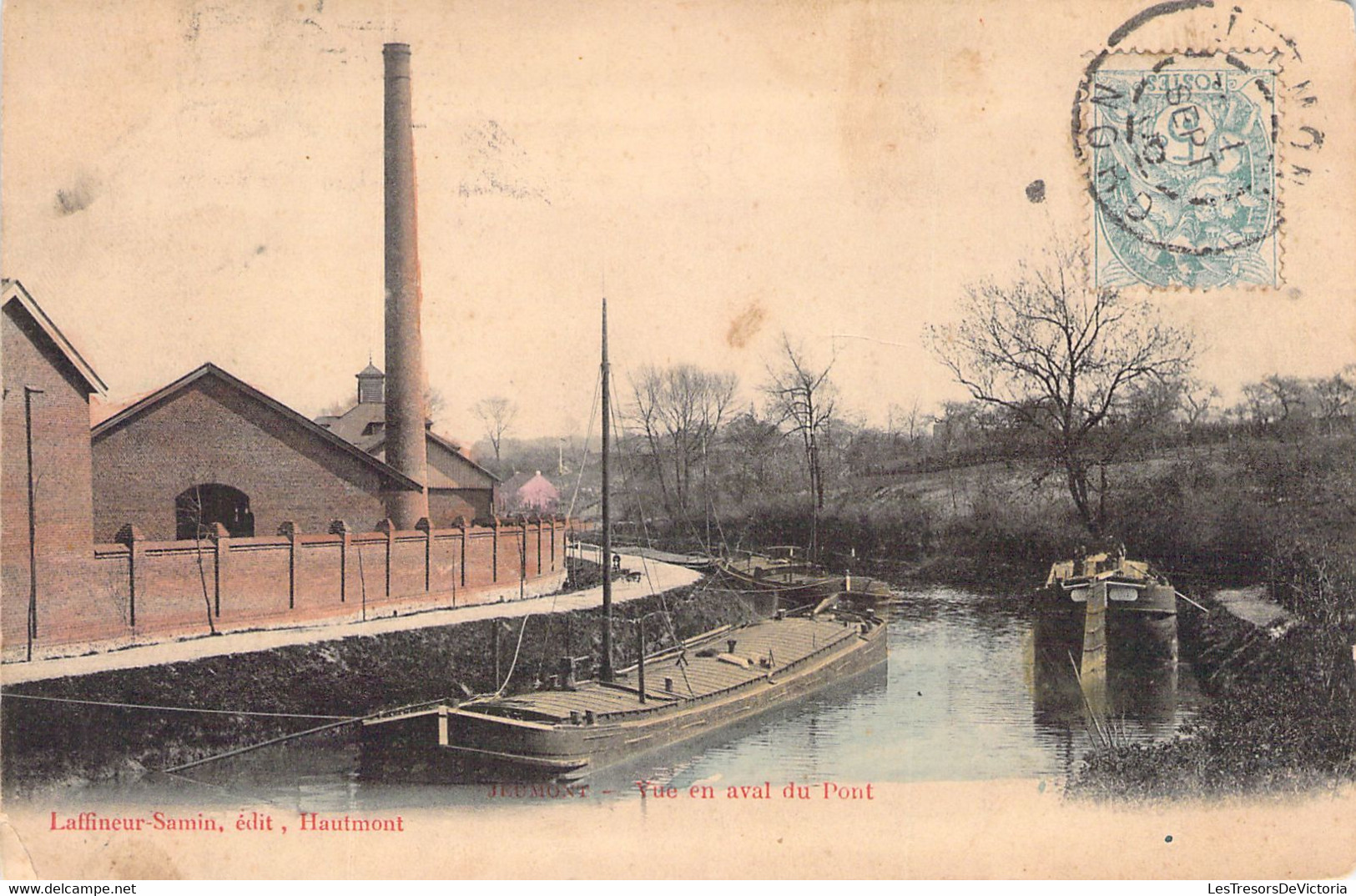 FRANCE - 59 - JEUMONT - Vue En Aval Du Pont - Colorisée - Carte Postale Ancienne - Jeumont