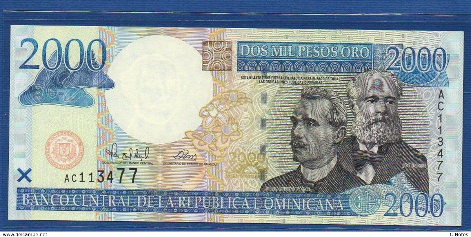 DOMINICAN REPUBLIC - P.164 – 2000 2.000 Pesos Oro 2000 UNC, Serie AC113477, Commemorative Issue - Dominicaine