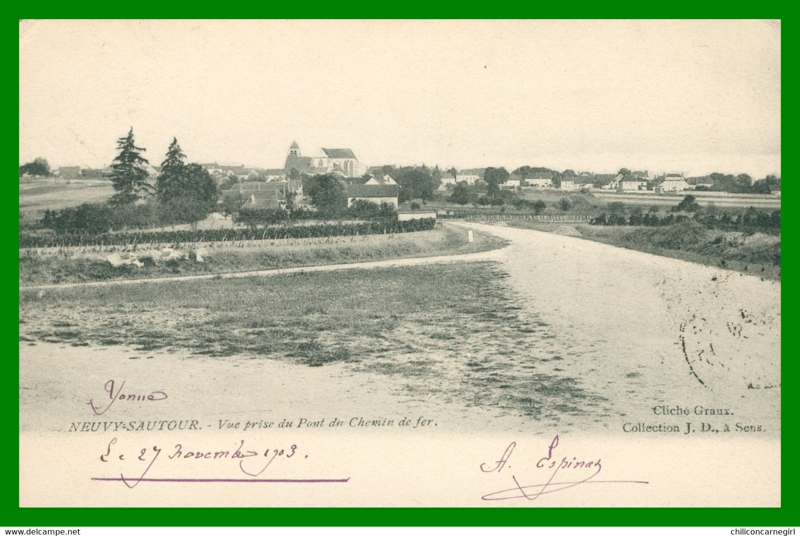 * NEUVY SAUTOUR - Vue Prise Du Pont Du Chemin De Fer - Cliché GRAUX - Collection J.D. - 1903 - Neuvy Sautour