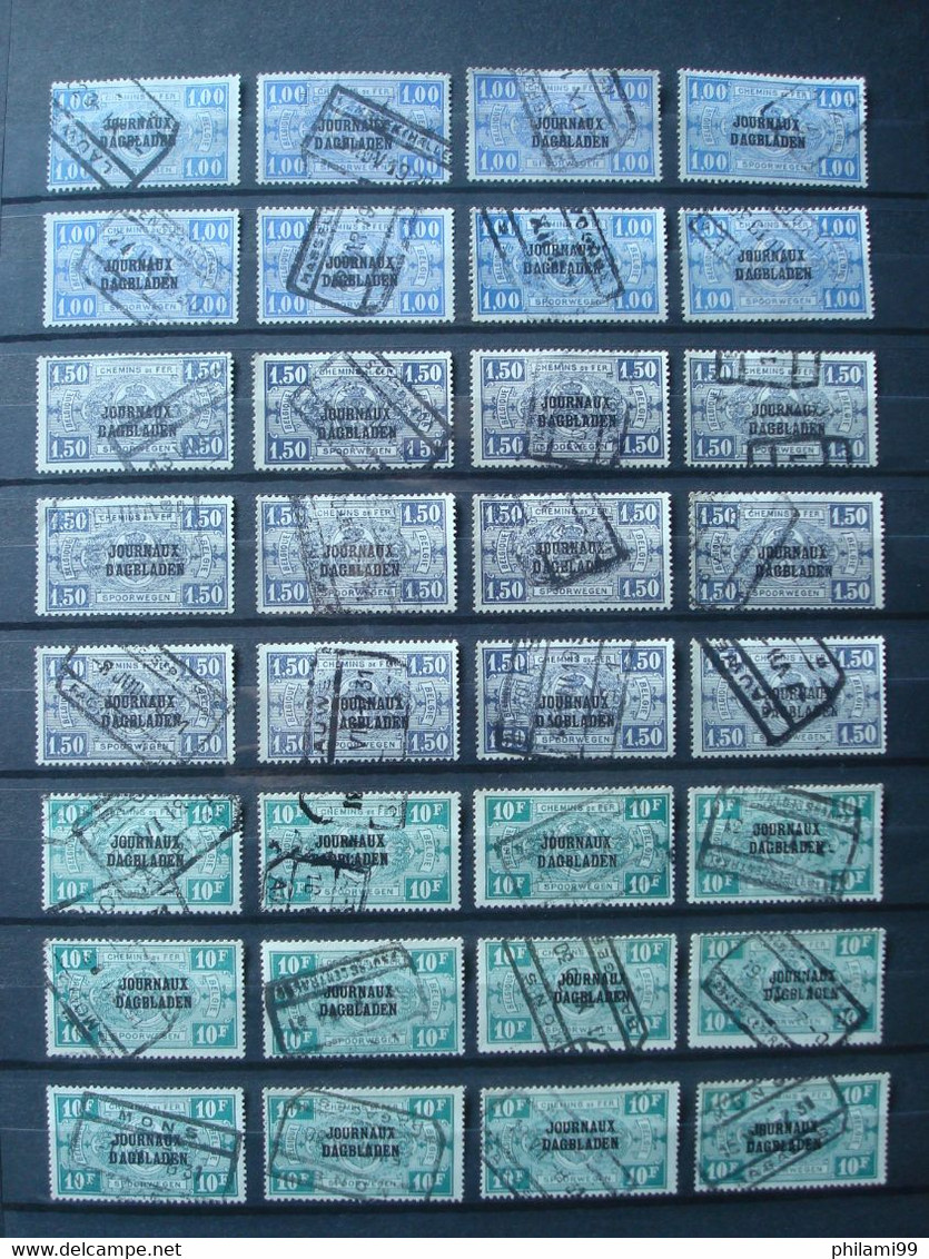 BELGIUM NEWSPAPER STAMPS 1928-1931 STOCK 3 SCANS / USED / Incl. 12 X 10 Frs - Dagbladzegels [JO]