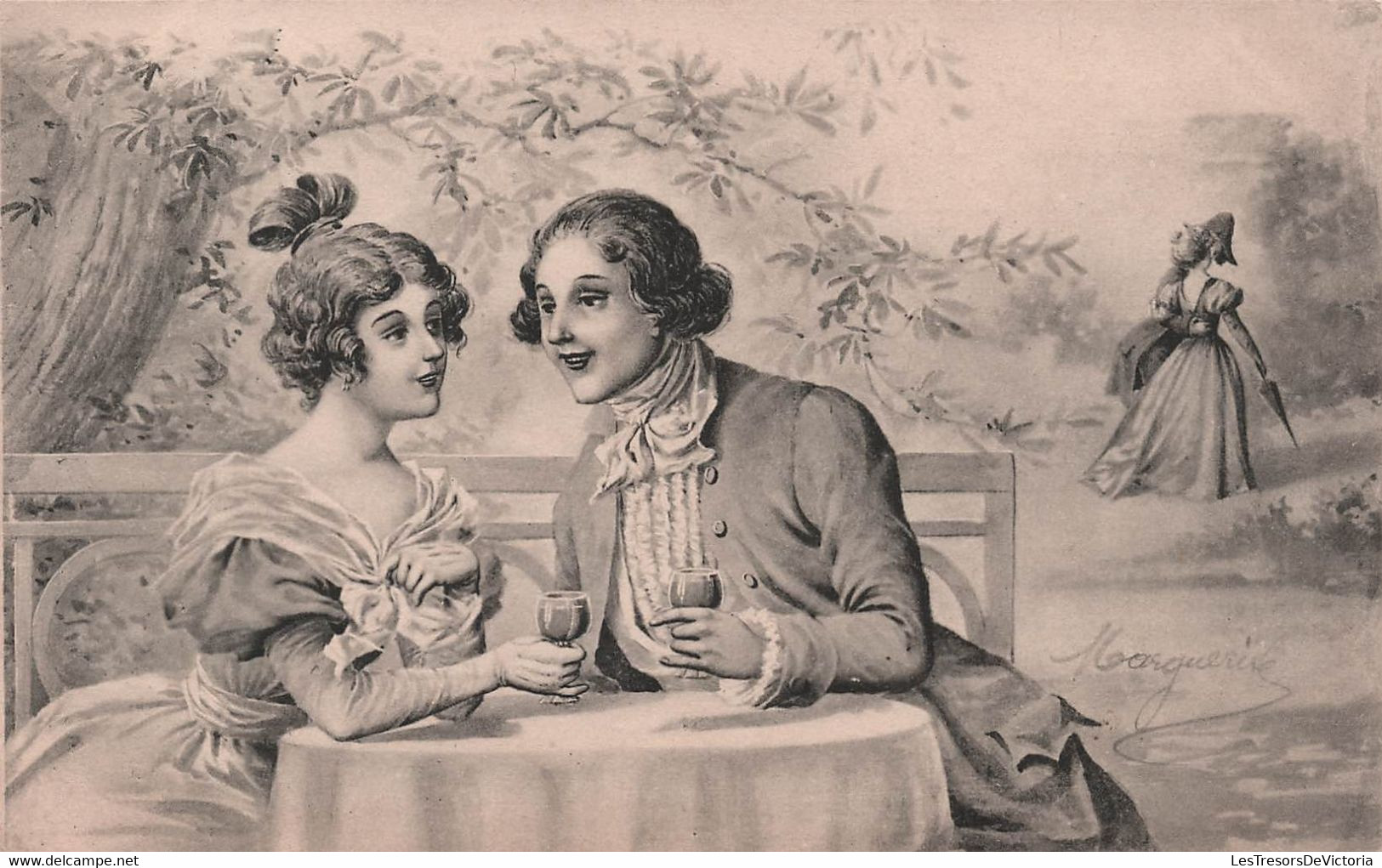 Fantaisie - COUPLE - Amoureux - Illustration - Carte Postale Ancienne - - Paare