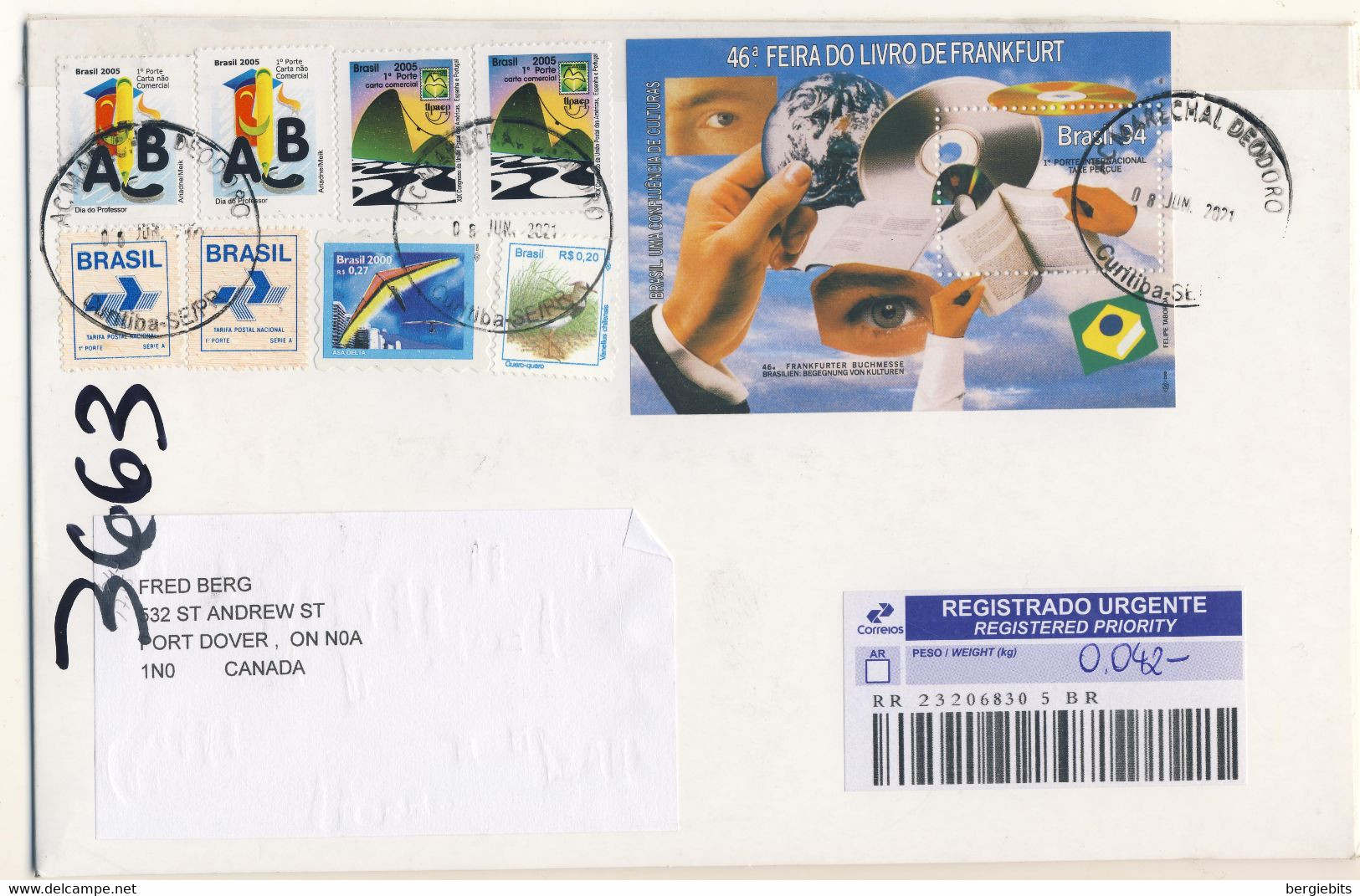 2021 Brazil Registered Priority Cover With Great Franking " Topics" # 1 From Curitiba - Storia Postale