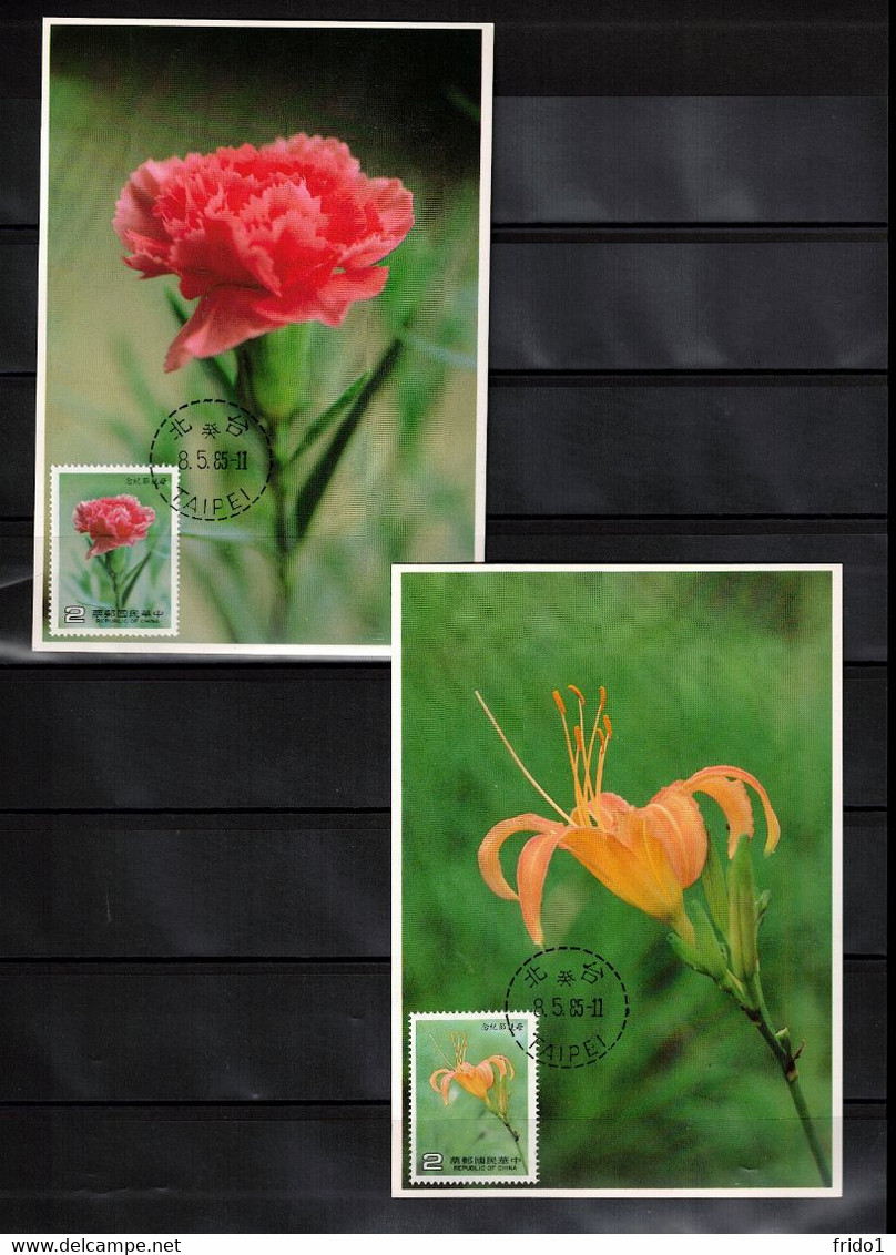 Taiwan - Republic Of China 1985 Flowers Maximum Cards - Cartoline Maximum