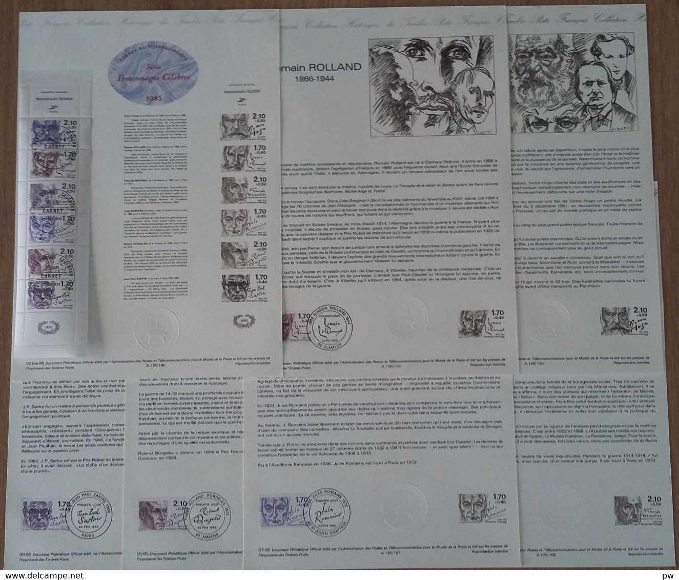 FRANCE 1985 YT N° 2355/BC2360A ECRIVAINS 7 DPO - Otros & Sin Clasificación