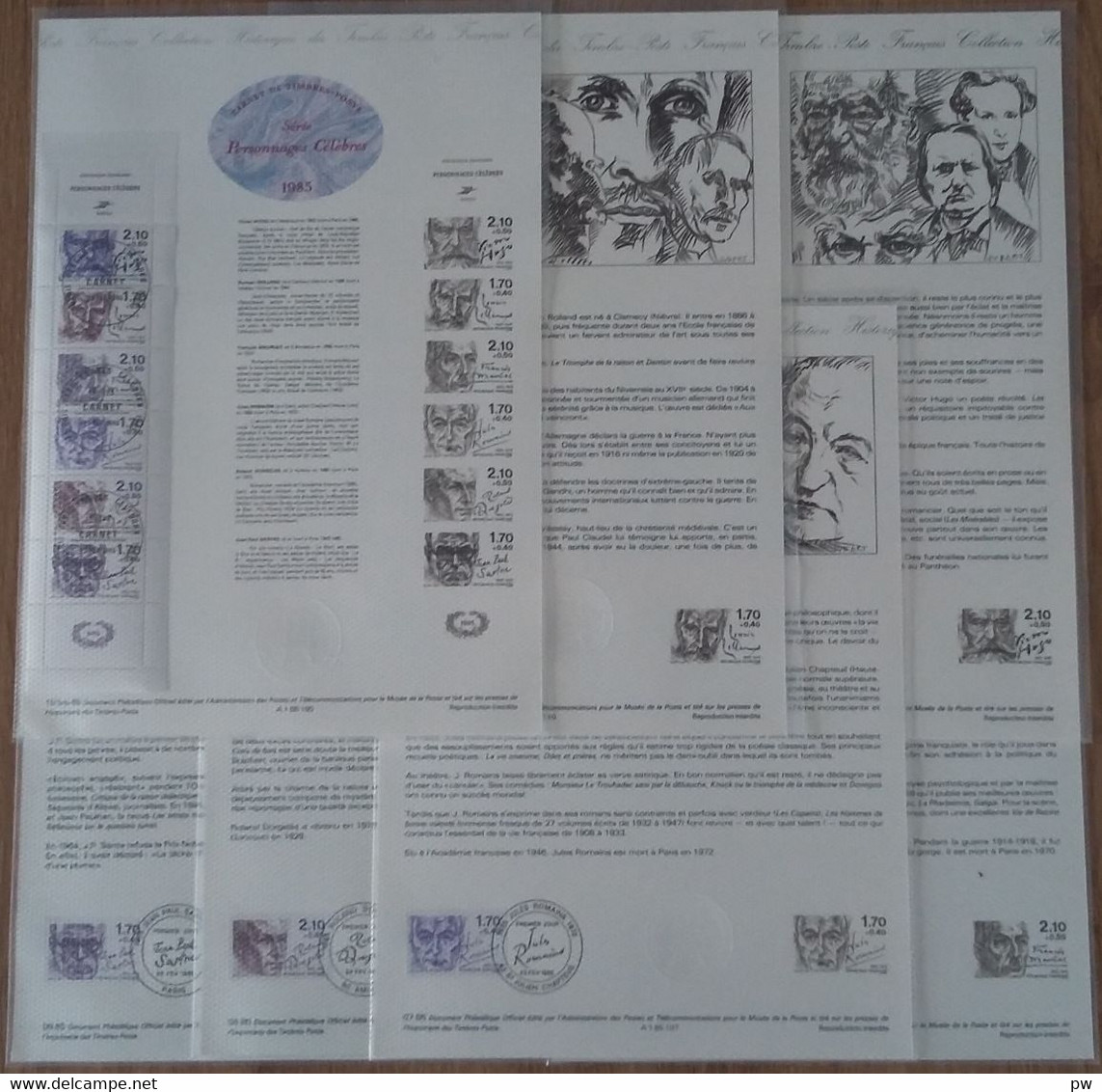 FRANCE 1985 YT N° 2355/BC2360A ECRIVAINS 7 DPO - Otros & Sin Clasificación