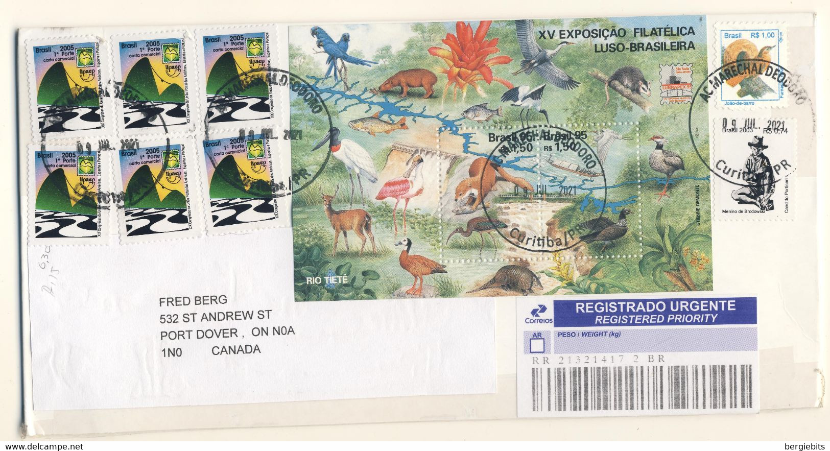 2021 Brazil Registered Priority Cover With Great Franking " Topics" # 5 From Curitiba - Briefe U. Dokumente