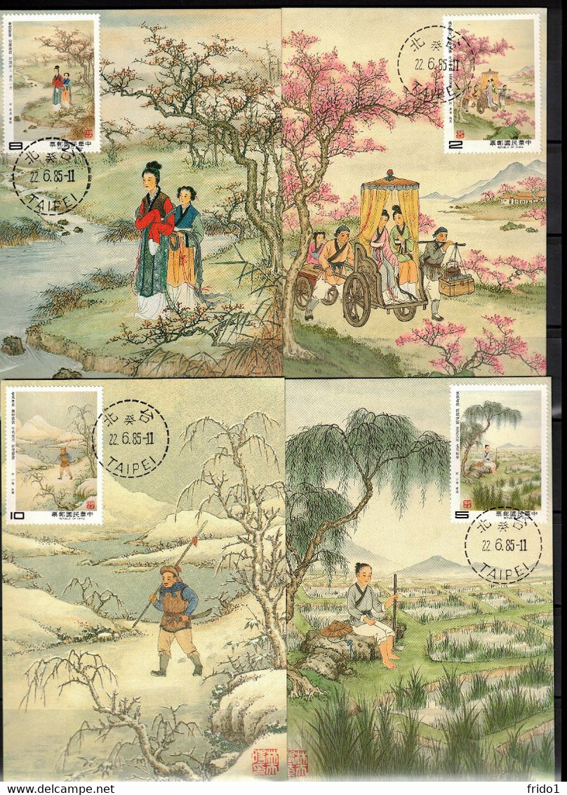 Taiwan - Republic Of China 1985 Chinese Classical Poetry Maximum Cards - Cartoline Maximum