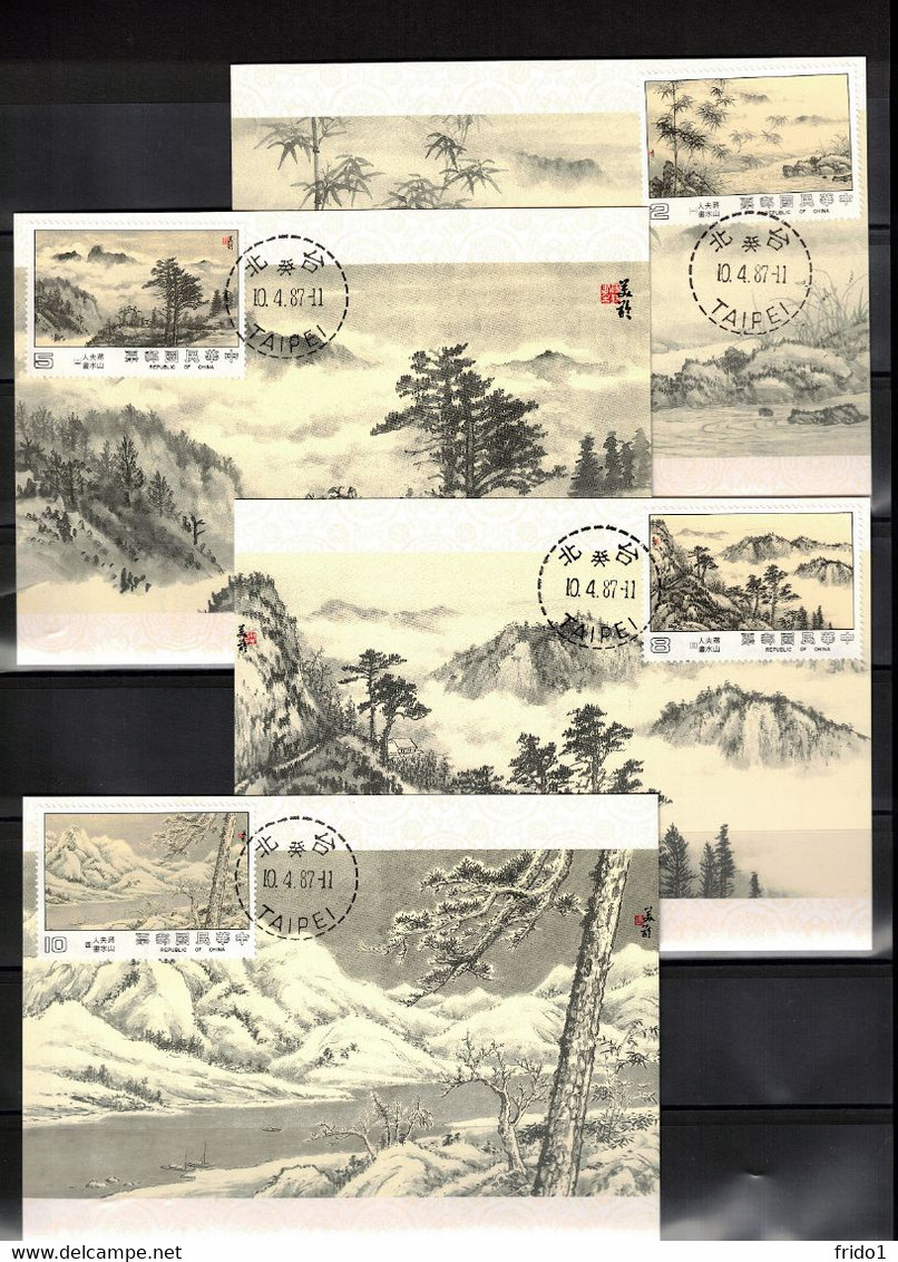 Taiwan - Republic Of China 1987 Madame Chiang Kai-shek's Landscape Paintings Maximum Cards - Cartoline Maximum
