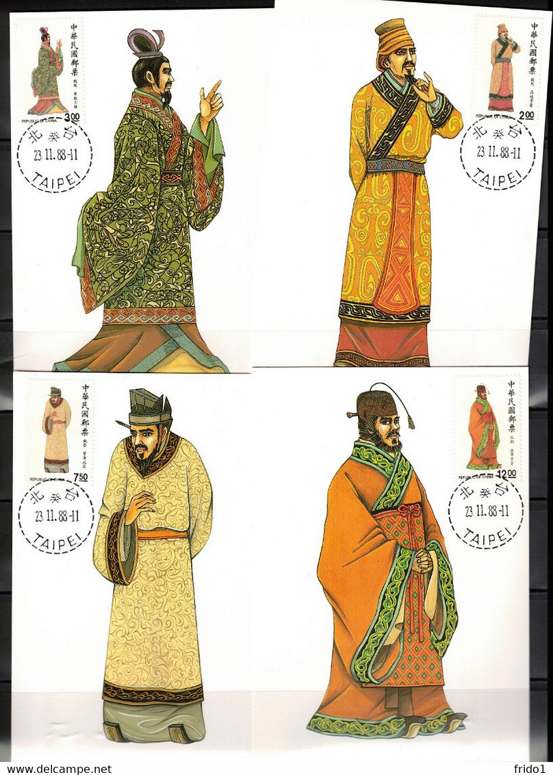 Taiwan - Republic Of China 1988 Traditional Chinese Costumes Maximum Cards - Maximum Cards