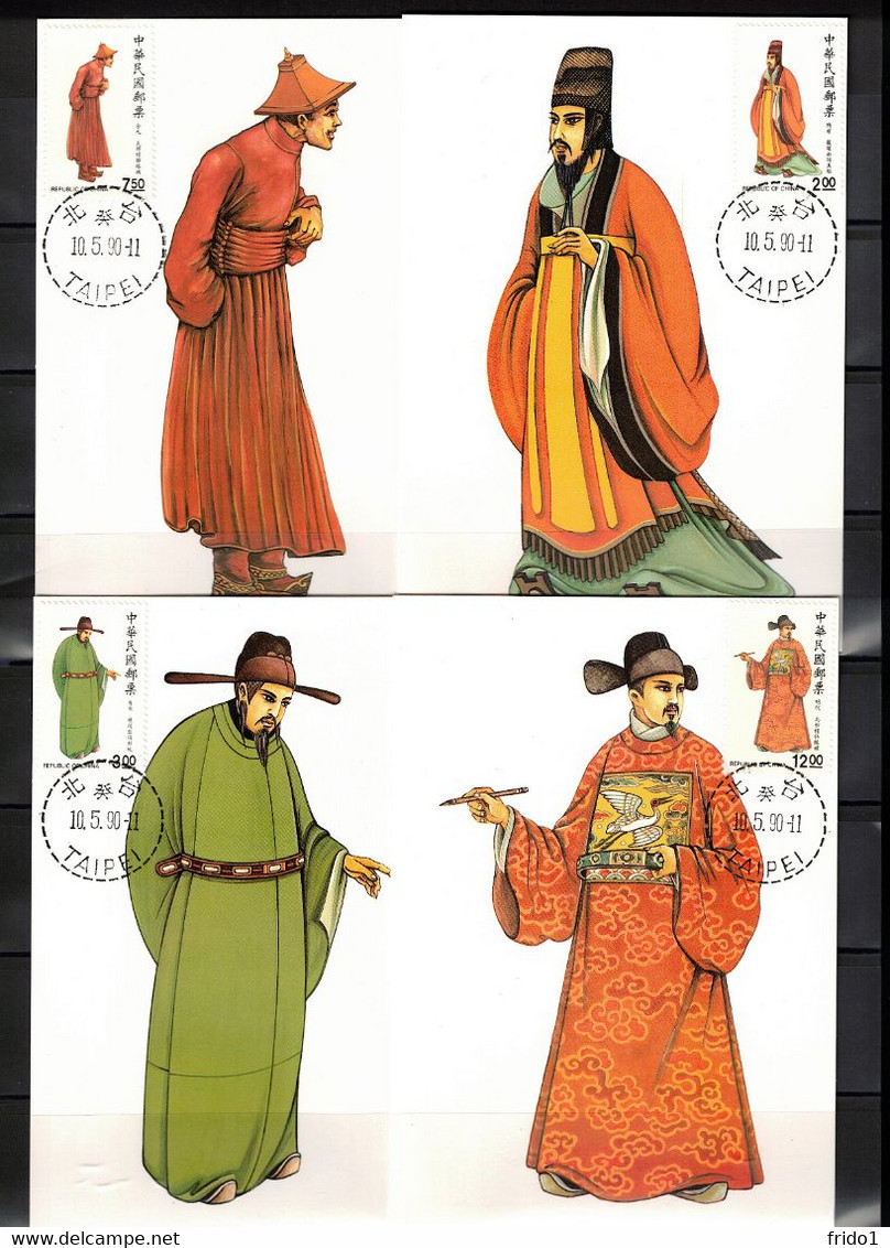 Taiwan - Republic Of China 1990 Chinese Traditional Costumes Maximum Cards - Tarjetas – Máxima