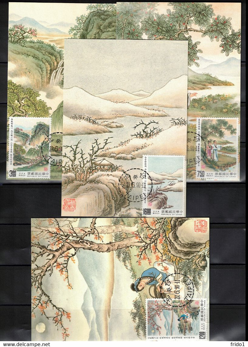 Taiwan - Republic Of China 1990 Chinese Classical Poetry Maximum Cards - Maximumkaarten