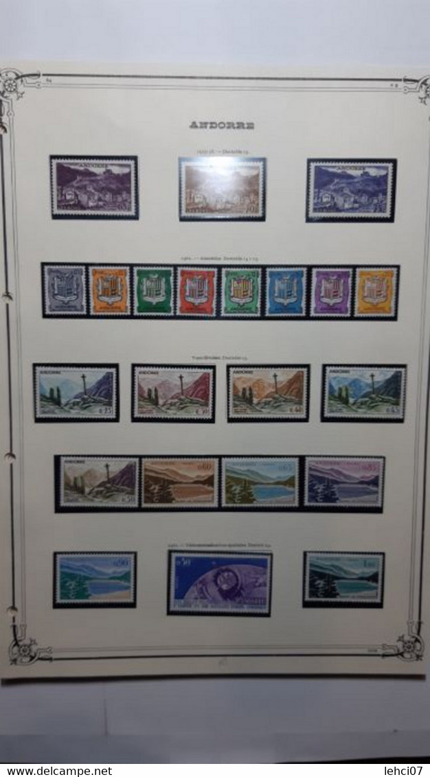 ANDORRE BUREAUX FRANÇAIS ET ESPAGNOLS Admirable collection timbres neufs.