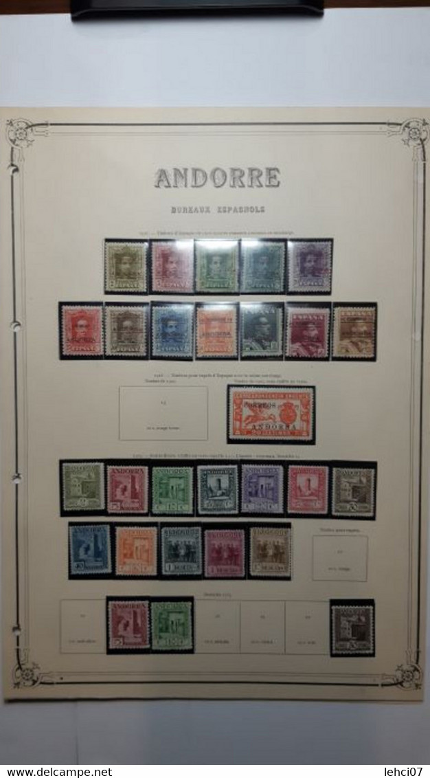 ANDORRE BUREAUX FRANÇAIS ET ESPAGNOLS Admirable collection timbres neufs.