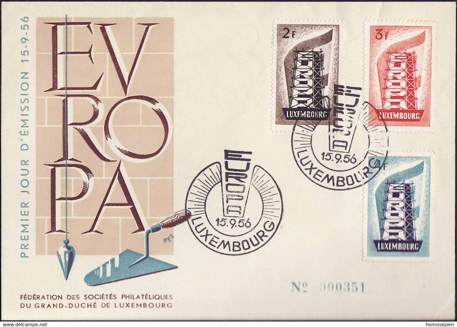 Europa CEPT 1956 Luxembourg - Luxemburg FDC4 Y&T N°514 à 516 - Michel N°555 à 557 - 1956