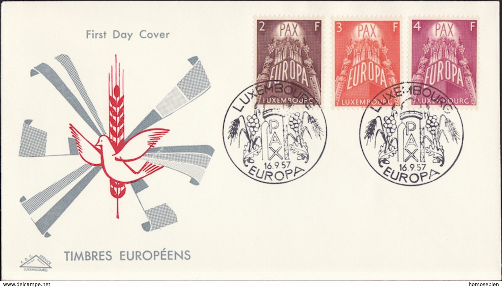 Europa CEPT 1957 Luxembourg - Luxemburg FDC5 Y&T N°531 à 533 - Michel N°572 à 574 - 1957