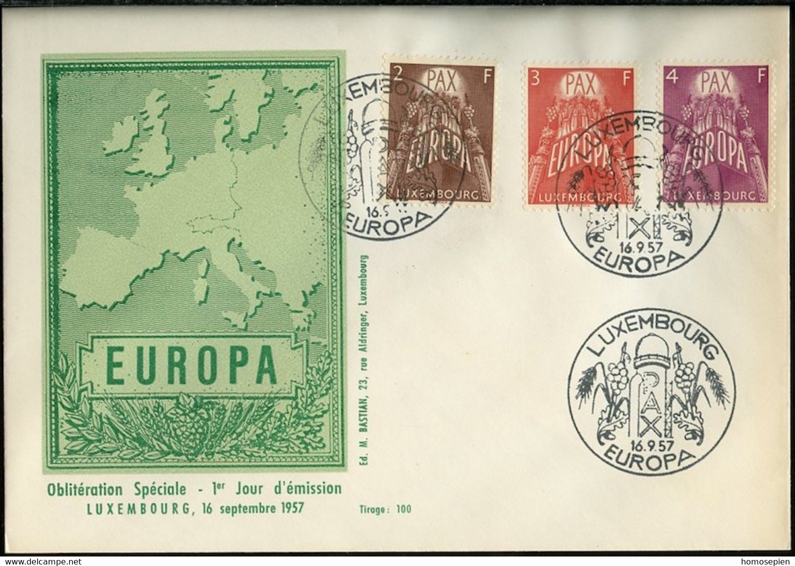 Europa CEPT 1957 Luxembourg - Luxemburg FDC6 Y&T N°531 à 533 - Michel N°572 à 574 - 1957