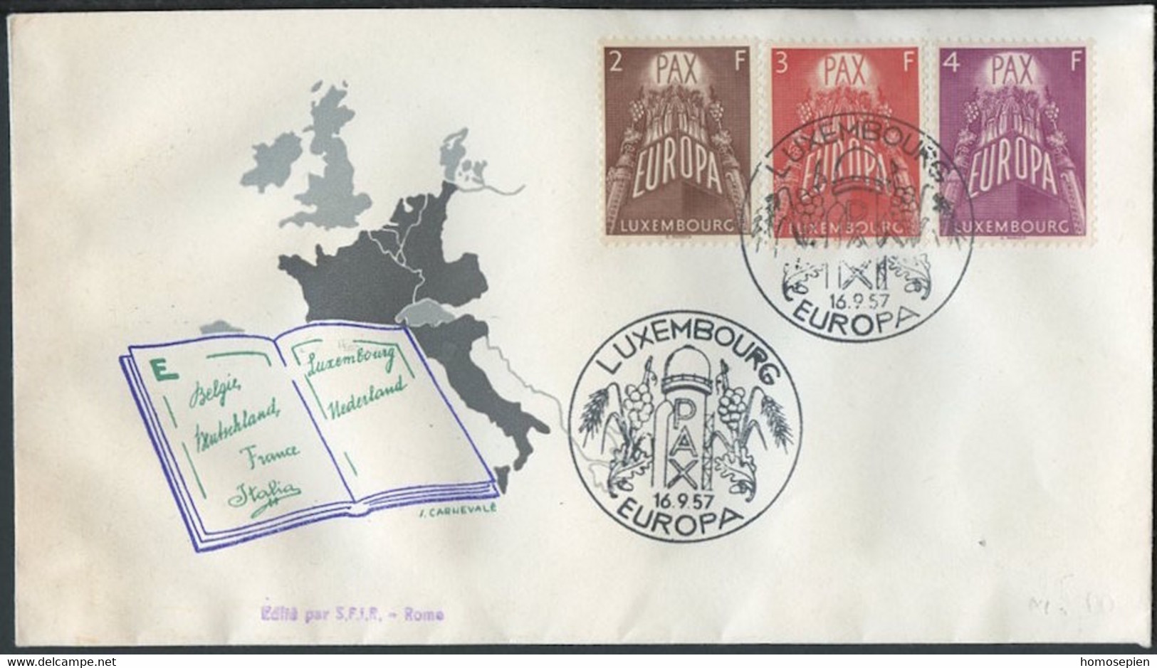 Europa CEPT 1957 Luxembourg - Luxemburg FDC7 Y&T N°531 à 533 - Michel N°572 à 574 - 1957