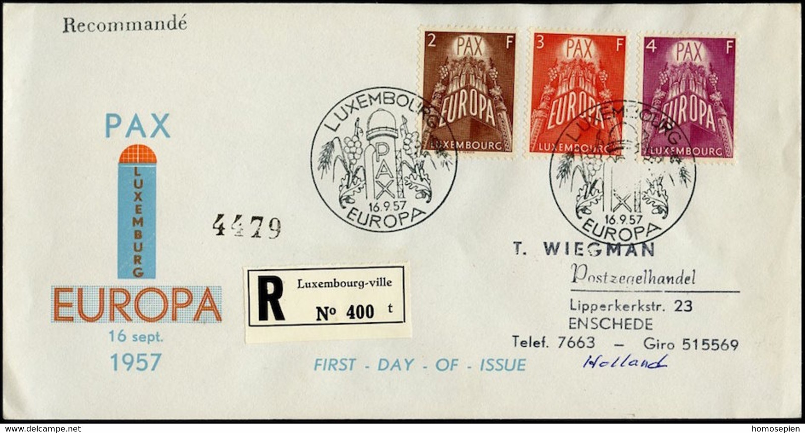 Europa CEPT 1957 Luxembourg - Luxemburg FDC8 Y&T N°531 à 533 - Michel N°572 à 574 - 1957