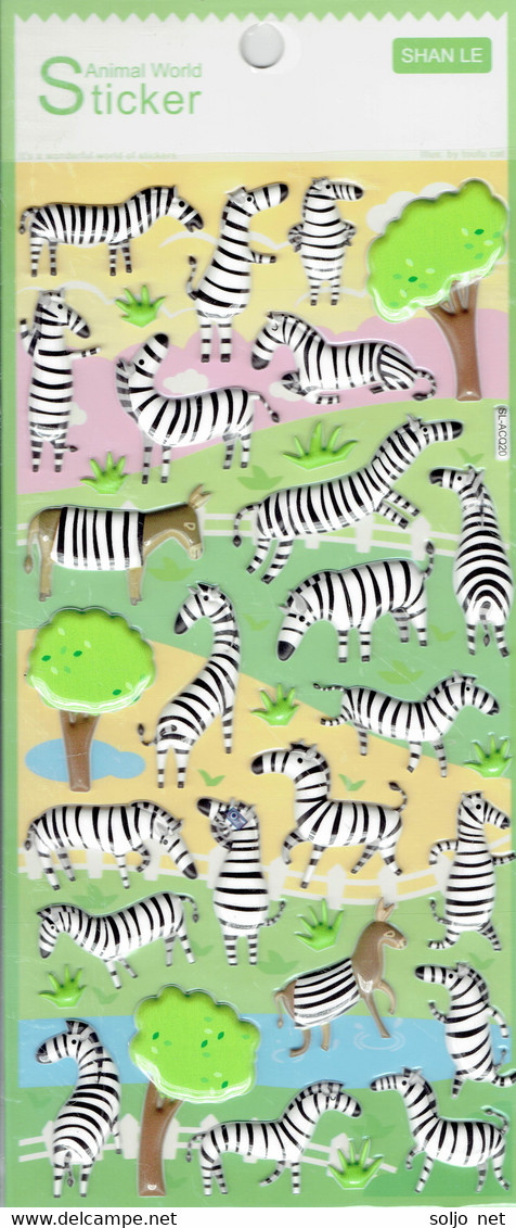 3D PUFFY Zebra Tiere Aufkleber / Animal Tree Sticker 1 Blatt 19 X 10 Cm ST346 - Scrapbooking