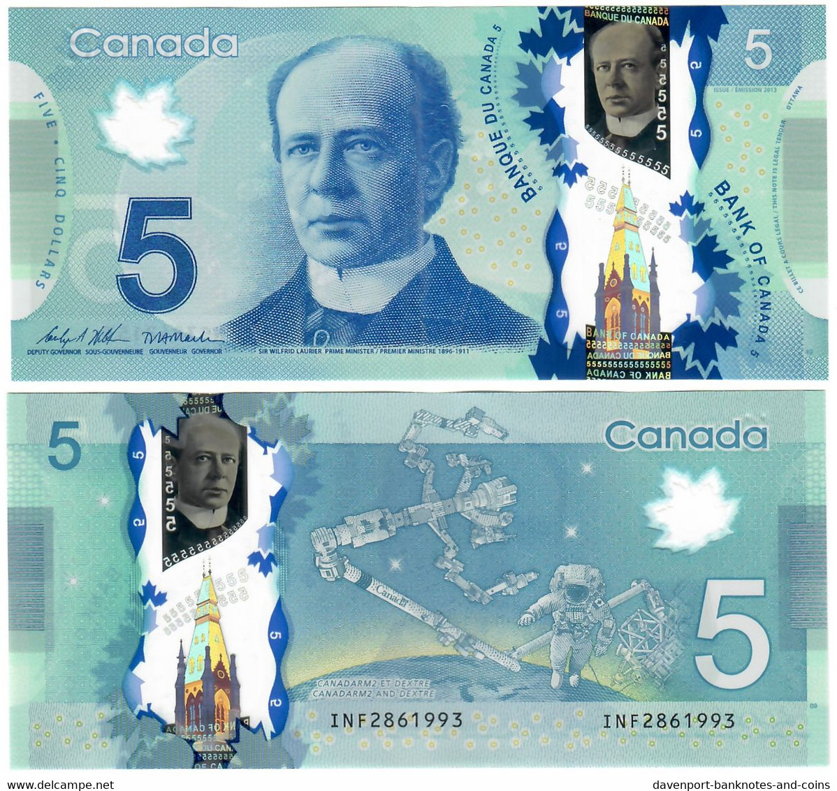 Canada 5 Dollars 2013 UNC "Wilkins/Macklem" - Canada