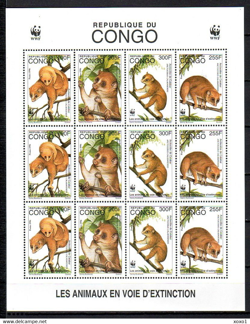 Congo 1997 MiNr. 1504 - 1507 Kongo-Brazzaville WWF Animals Calabar Potto M/sh MNH** 16.50 € - Neufs