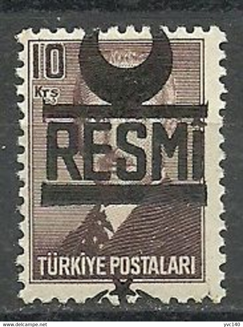 Turkey; 1951 Official Stamp 10 K. ERROR "Shifted Overprint" - Timbres De Service