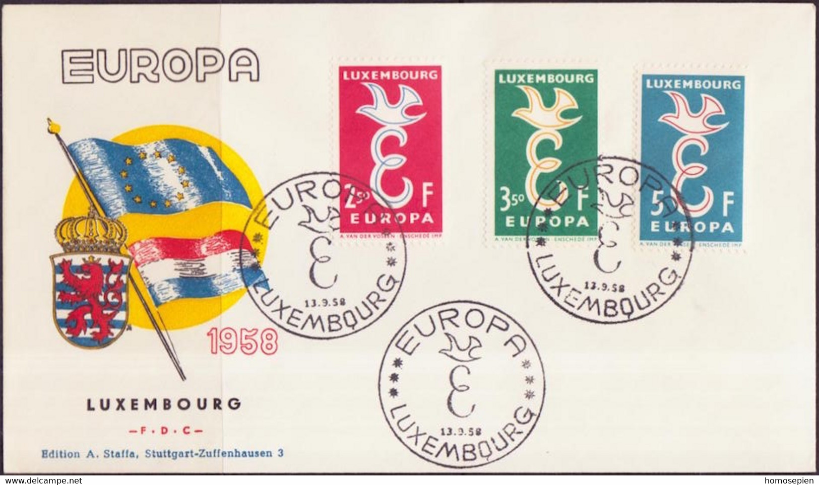 Europa CEPT 1958 Luxembourg - Luxemburg FDC5 Y&T N°548 à 550 - Michel N°590 à 592 - 1958