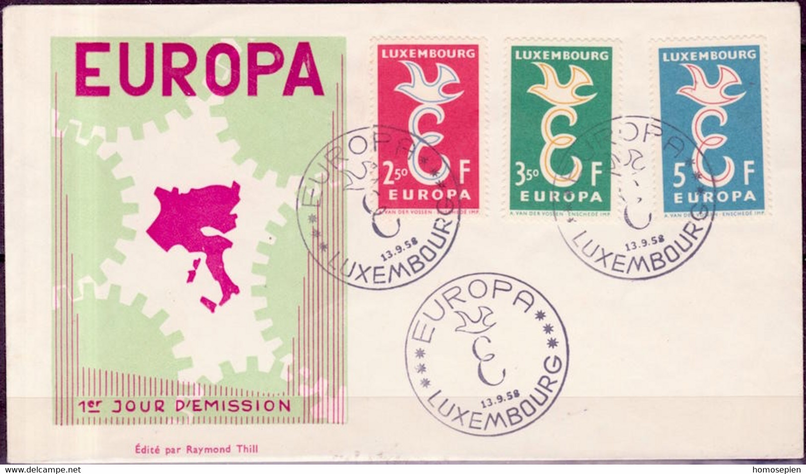Europa CEPT 1958 Luxembourg - Luxemburg FDC6 Y&T N°548 à 550 - Michel N°590 à 592 - 1958