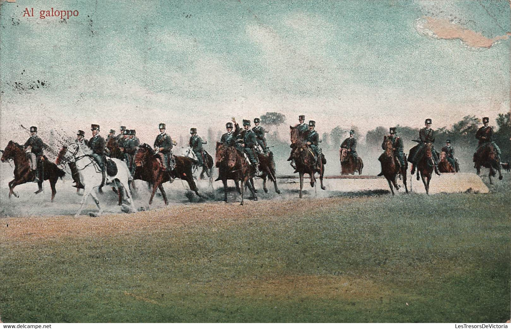 CHEVAUX - Al Galoppo - Militaires Sur Chevaux Au Galop - Carte Postale Ancienne - - Chevaux