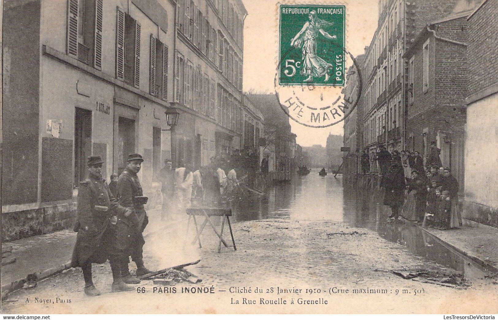 FRANCE - 75 - PARIS INONDE - Cliché Du 28 01 1910 - La Rue Rouelle à Grenelle -  Carte Postale Ancienne - Inondations De 1910