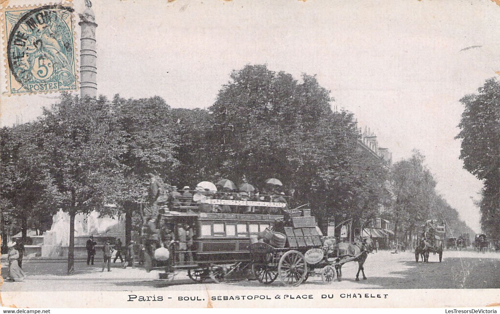 FRANCE - 75 - PARIS - Boulevard Sébastopole Et Place Du Chatelet -  Carte Postale Ancienne - Plätze