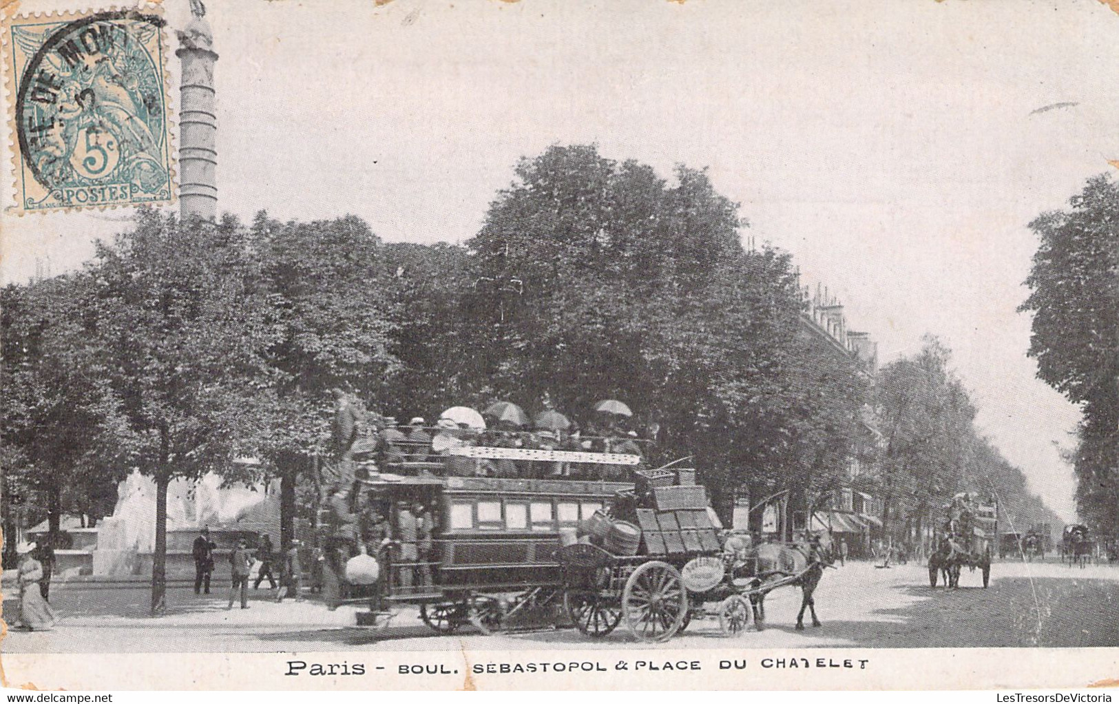 FRANCE - 75 - PARIS - Boulevard Sébastopole Et Place Du Chatelet -  Carte Postale Ancienne - Places, Squares