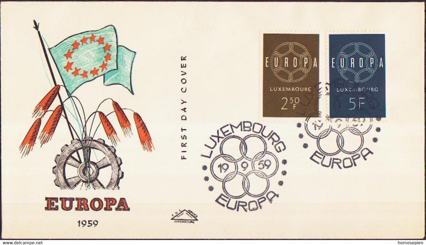 Europa CEPT 1959 Luxembourg - Luxemburg FDC2 Y&T N°567 à 568 - Michel N°609 à 610 - 1959