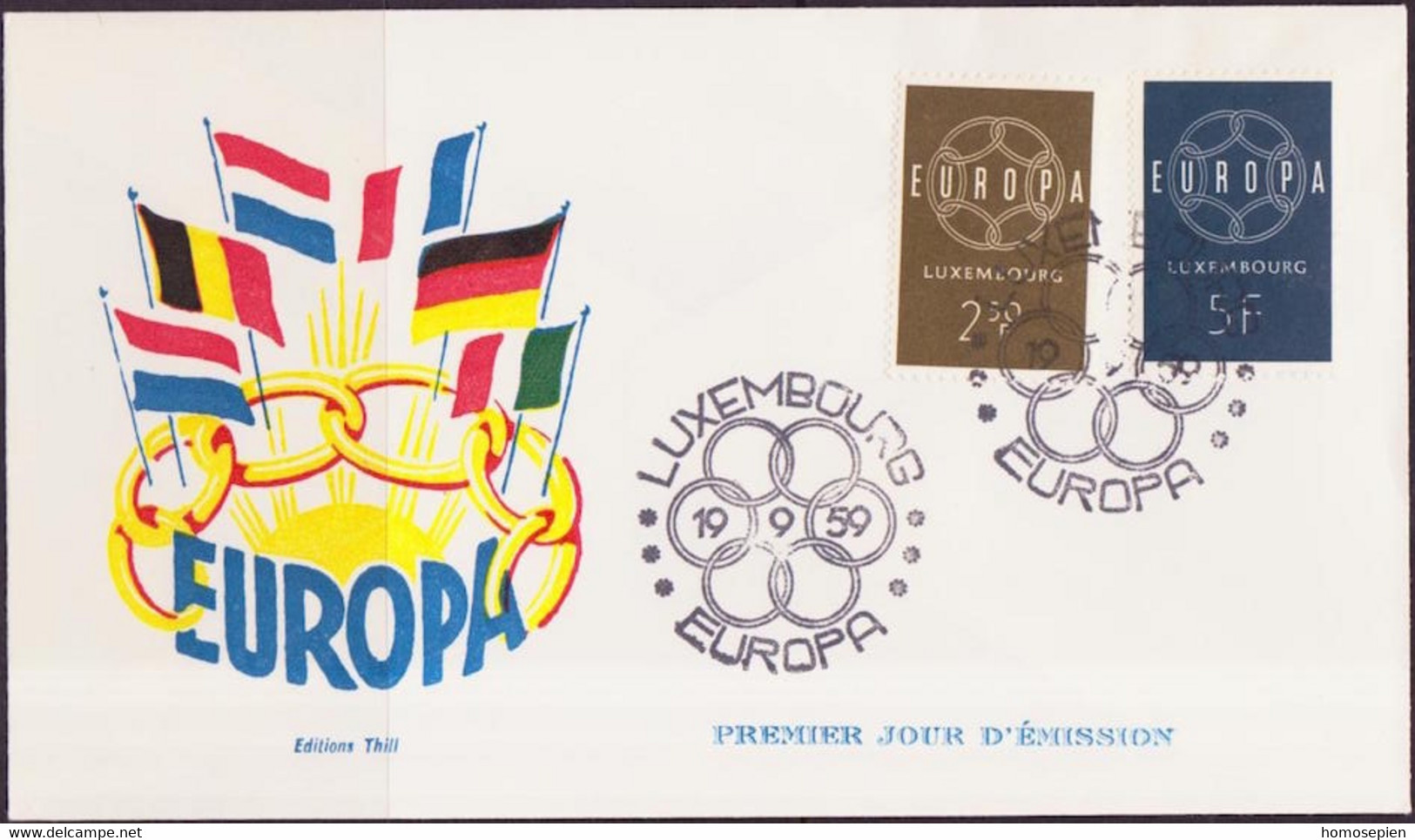 Europa CEPT 1959 Luxembourg - Luxemburg FDC4 Y&T N°567 à 568 - Michel N°609 à 610 - 1959