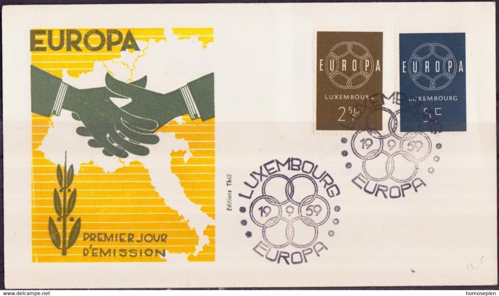 Europa CEPT 1959 Luxembourg - Luxemburg FDC5 Y&T N°567 à 568 - Michel N°609 à 610 - 1959