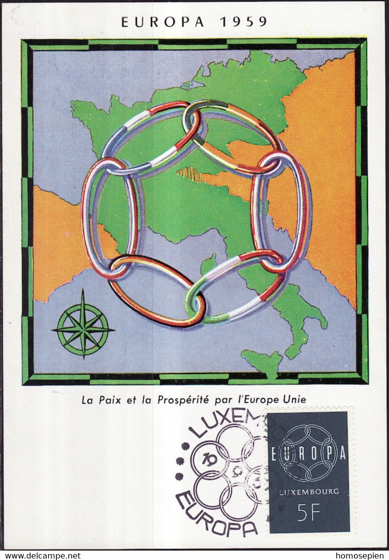 Luxembourg - Luxemburg CM 1959 Y&T N°568 - Michel N°MK610 - 5f EUROPA - Maximumkaarten