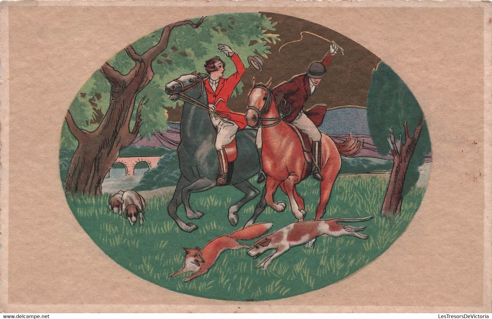 Illustrateur - Illustration De Scene De Chasse Au Renard - Chasse à Courre - Carte Postale Ancienne - - Non Classificati