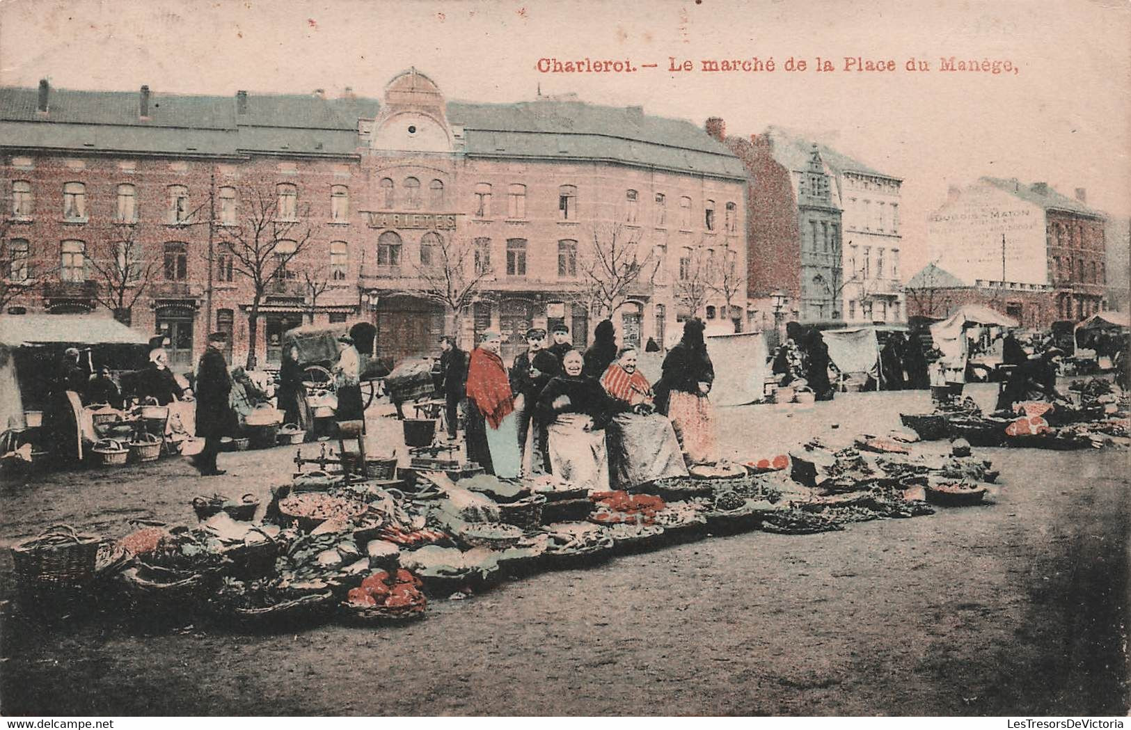 BELGIQUE - Charleroi - Marché De La Place Du Manege  - Colorisé Et Animé - Carte Postale Ancienne - - Charleroi