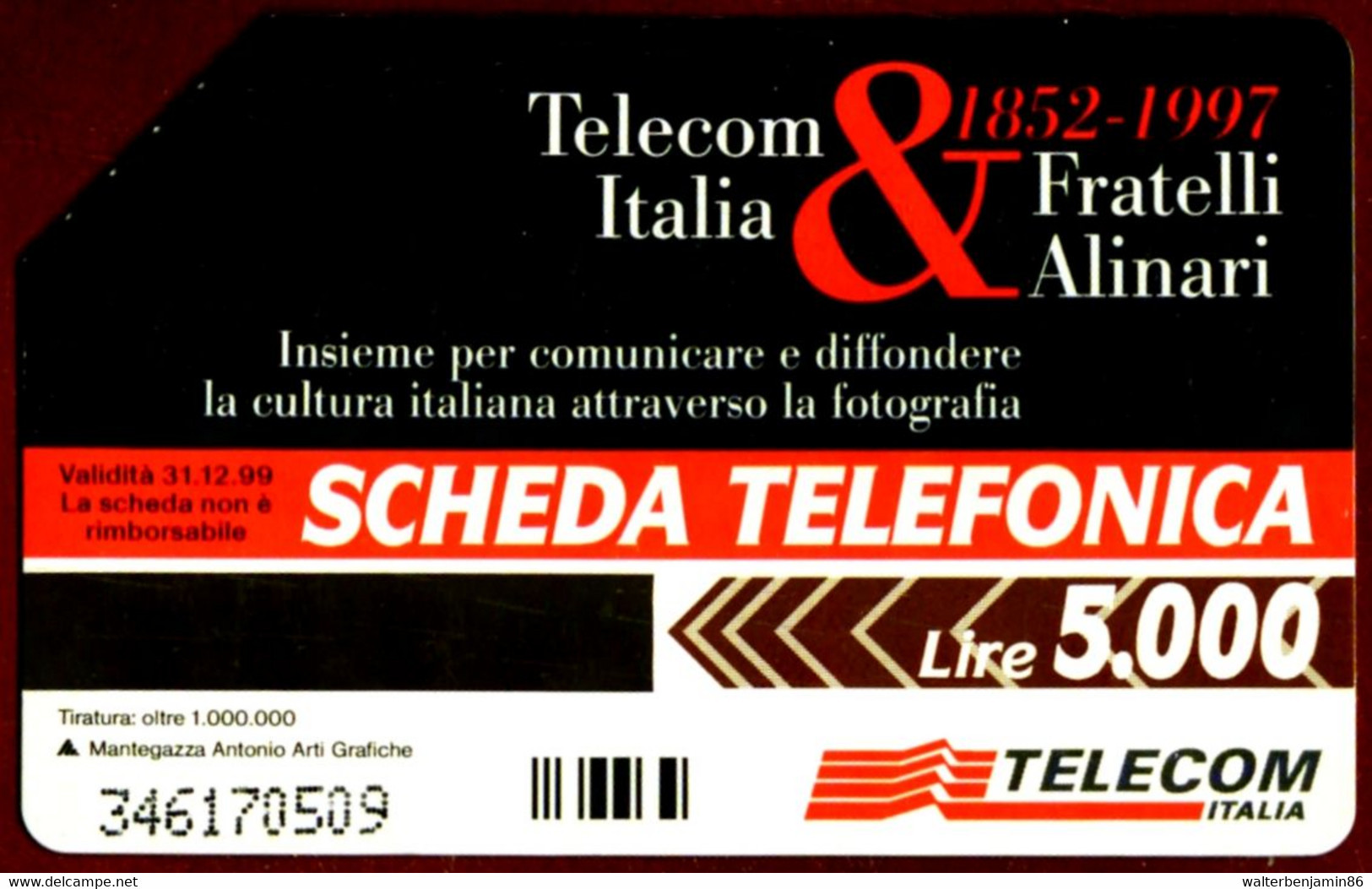 G 688 C&C 2744 SCHEDA TELEFONICA USATA TELECOM ITALIA & FRATELLI ALINARI - [3] Erreurs & Variétées