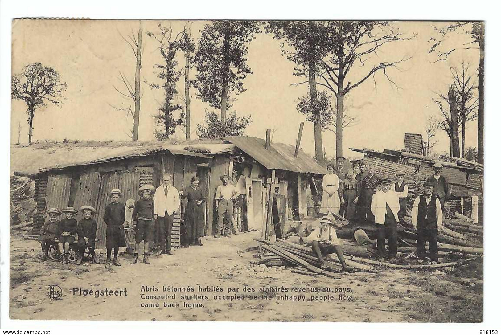 Ploegsteert  Gesteenmortelde Schuilplaatsen Bewoond Door De Teruggekeerde Daklooze Inwoners 1923 - Komen-Waasten