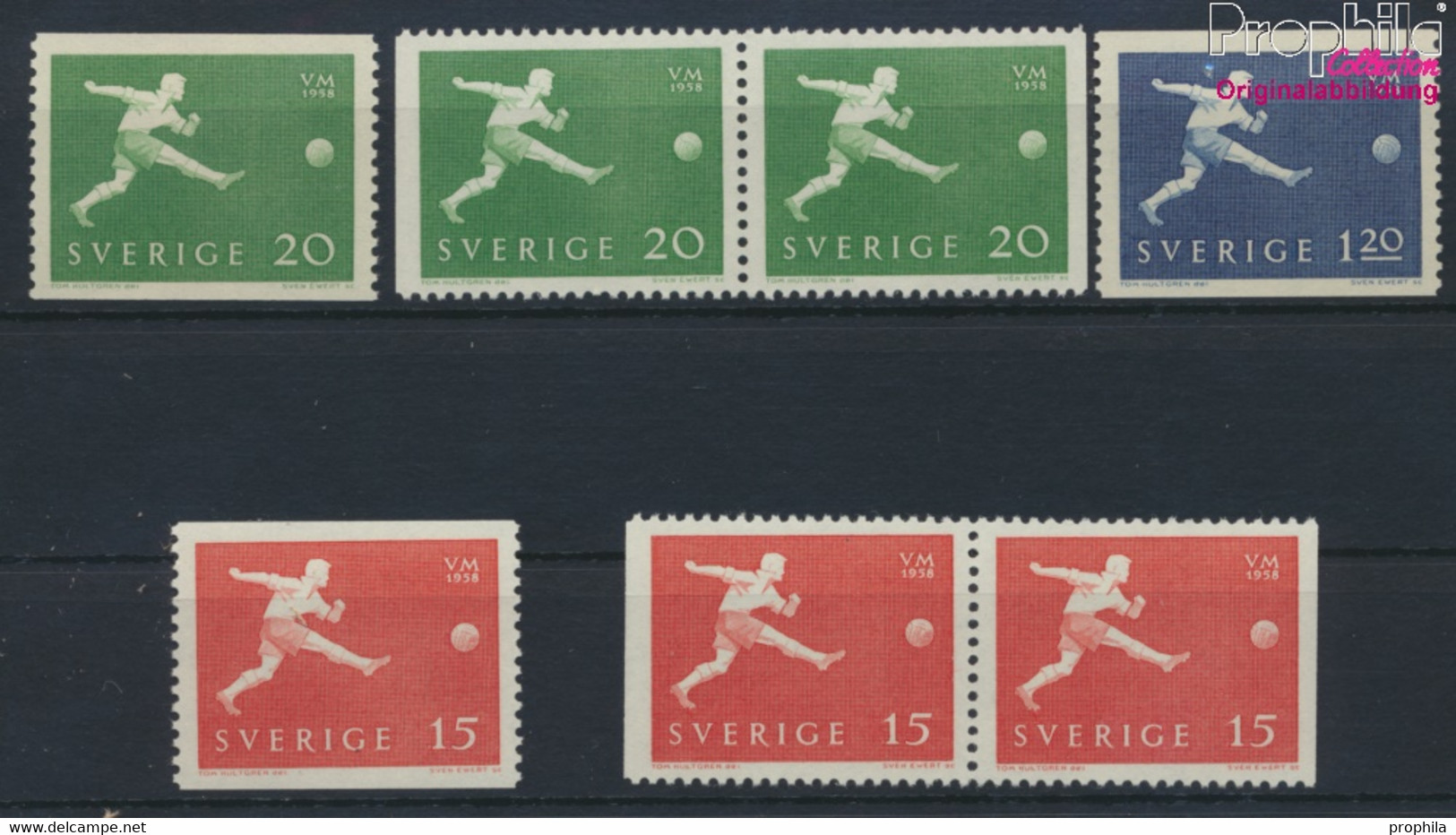 Schweden 438A,Dl,Dr,439A,Dl, Dr,440A (kompl.Ausg.) Postfrisch 1958 Fussball-WM (9949297 - Unused Stamps