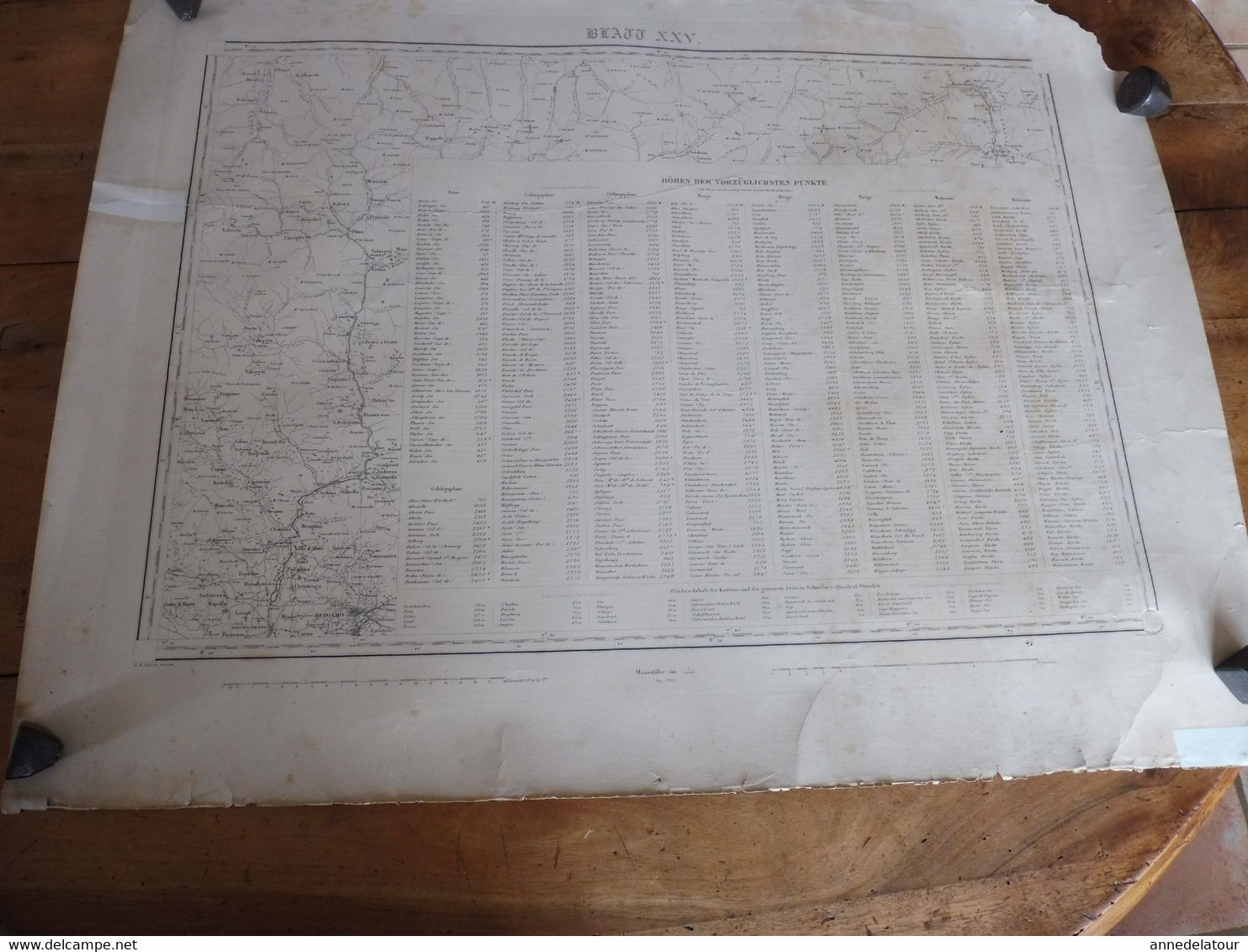 1862 Grande Carte Ancienne SCHWEIZ  N° 25 - HÖHEN DER VORZÜGLICHSTEN PUNKTE -EIDGENÖSSISHES MILITAIR ARCHIV  Par Dufour - Cartes Topographiques